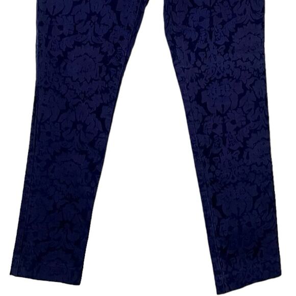 Anthropologie Mid-Rise Velvet Pants Stretch Ankle Crop Skinny Trousers Blue Sz 8 - Picture 5 of 10